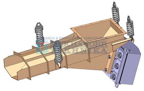 Vibrating feeder with electric-magnetic drive PEU 3,6х12,5 рис.0